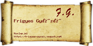 Frigyes Győző névjegykártya